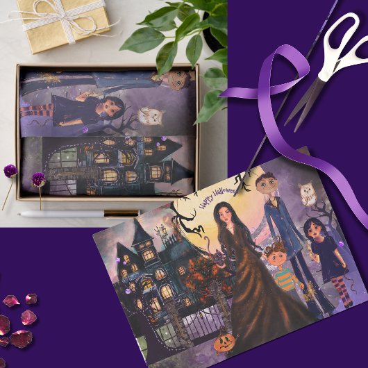 Papier Mousseline Gothique Hauné Maison Monster Famille Tissu Papier