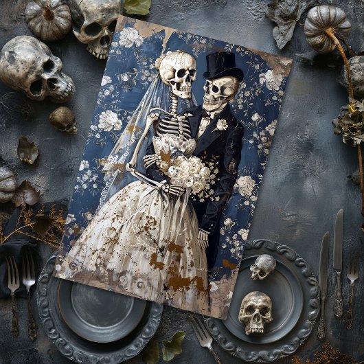 Papier Mousseline Gothique Mariage marié Groom Skeleton Decoupage