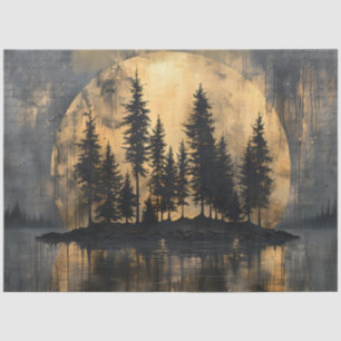 Papier Mousseline Gothique Mystique Pine Lune Nuit Découpage