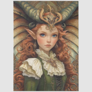 Papier Mousseline Gothique Mythologique Imaginaire Dragon Girl
