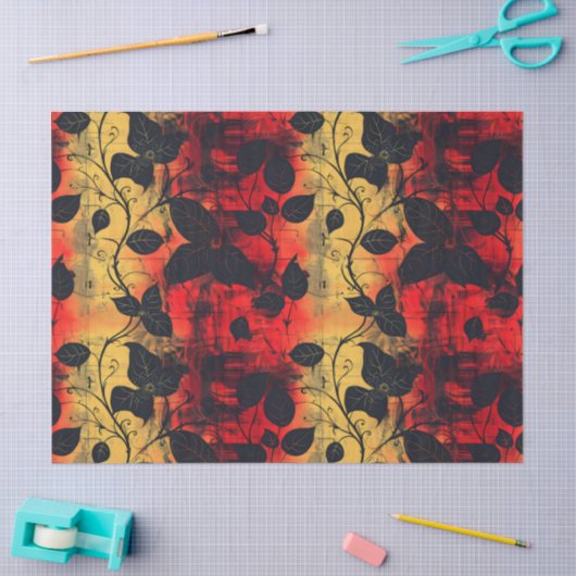 Papier Mousseline Gothique Noir Jaune Rouge (Artisanat)