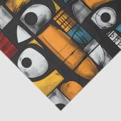 Papier Mousseline Gothique Noir, rouge et jaune Abstrait (Détail)