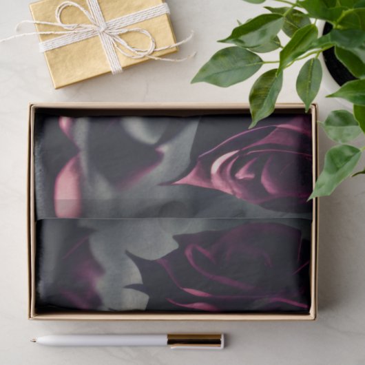 Papier Mousseline Gothique Rose foncé et crâne (Cadeau)