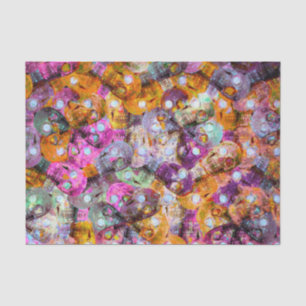 Papier Mousseline Gothique Tête de crâne Jaune Rose d'or Style Vin