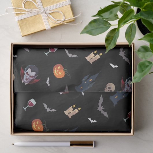 Papier Mousseline 🧛 ‍ ♂️ Gothique Vampire Black Tissue Paper 🎃 (Cadeau)