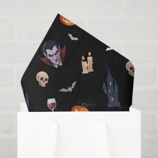 Papier Mousseline 🧛 ‍ ♂️ Gothique Vampire Black Tissue Paper 🎃 (Sac cadeau)