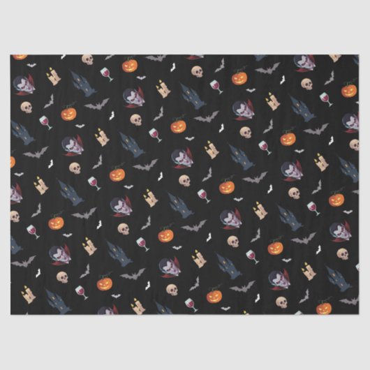 Papier Mousseline 🧛 ‍ ♂️ Gothique Vampire Black Tissue Paper 🎃 (Recto)
