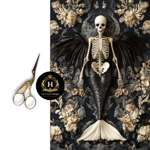 Papier Mousseline Gothique Vampire Skeleton Mermaid Skull Decoupage