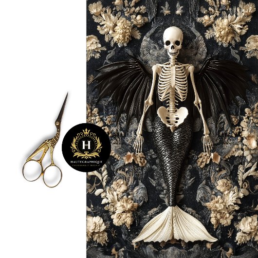 Papier Mousseline Gothique Vampire Skeleton Mermaid Skull Decoupage