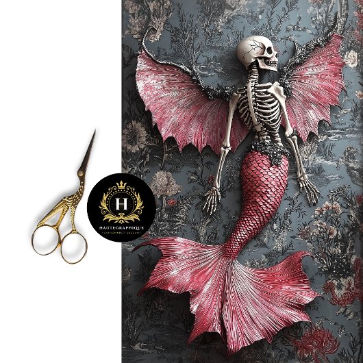 Papier Mousseline Gothique Vampire Skeleton Mermaid Skull Decoupage