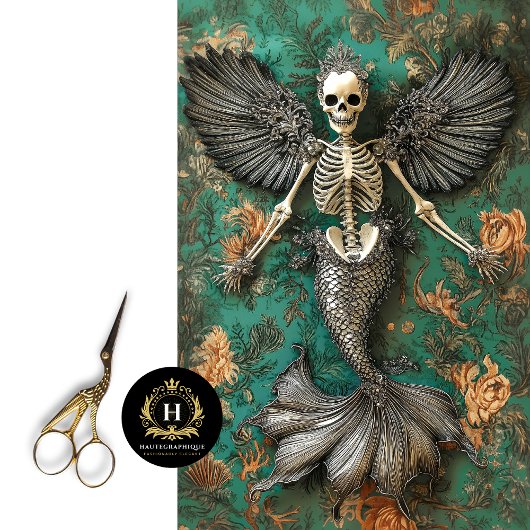Papier Mousseline Gothique Vampire Skeleton Mermaid Skull Decoupage