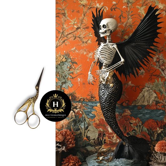 Papier Mousseline Gothique Vampire Skeleton Mermaid Skull Decoupage