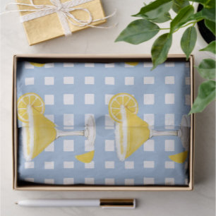 Papier Mousseline Goutte de citron jaune soleil rétro à carreaux ble
