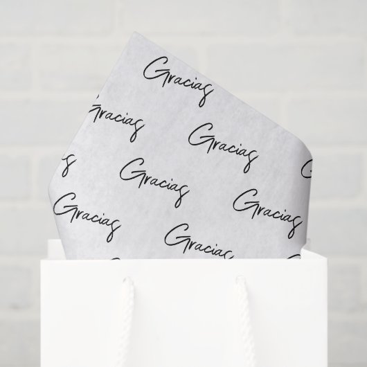 Papier Mousseline Gracias minima Black white script Custom Business (Sac cadeau)