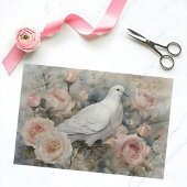 Papier Mousseline Gracity White Dove with Pastel Pink Roses