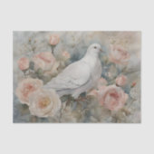 Papier Mousseline Gracity White Dove with Pastel Pink Roses (Recto)
