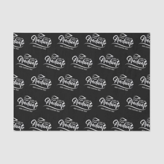 Papier Mousseline Graduate Classe Année Noir Blanc Personnalisé Grad (Recto)