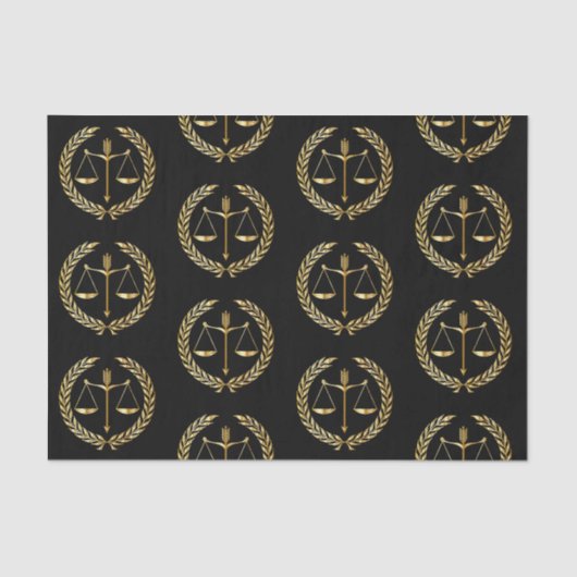 Papier Mousseline Graduation Gold Justice Scale Sword Laurel Wreath (Recto)