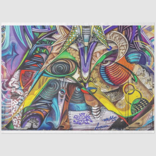 Papier Mousseline Graffiti Abstrait Urban 16 Découpage papier de pap (Recto)