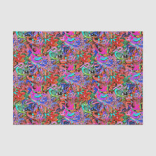 Papier Mousseline Graffiti en bleu, rouge, vert et violet