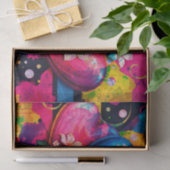 Papier Mousseline [Graffiti Love] Coeurs Abstraits colorés et fleurs (Cadeau)