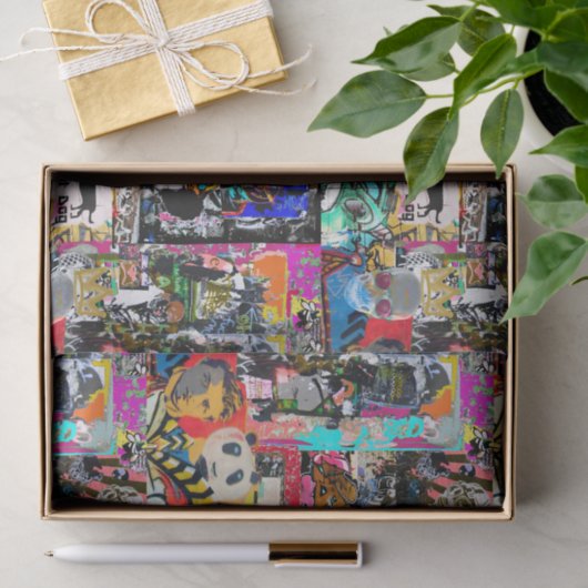 Papier Mousseline Graffiti mur collage (Cadeau)