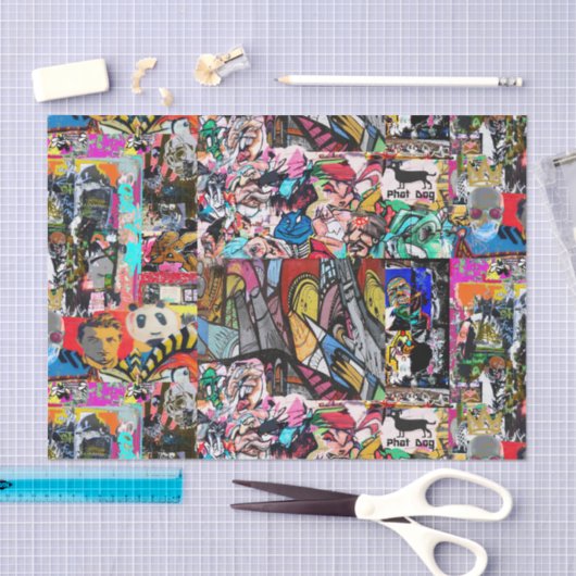 Papier Mousseline Graffiti mur collage (Artisanat)