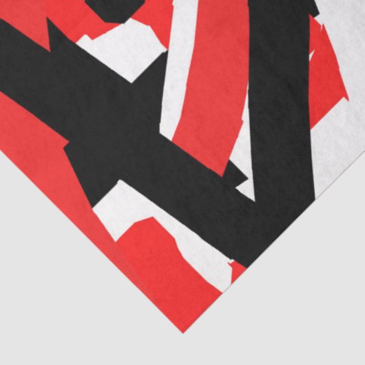 Papier Mousseline Graffiti noir, blanc et rouge (Détail)