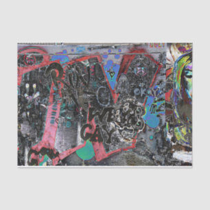 Papier Mousseline Graffiti Rouge Black Lettres Urban Street Wall Art