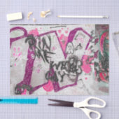 Papier Mousseline Graffiti violet blanc rue urbaine brique mur d'art (Artisanat)