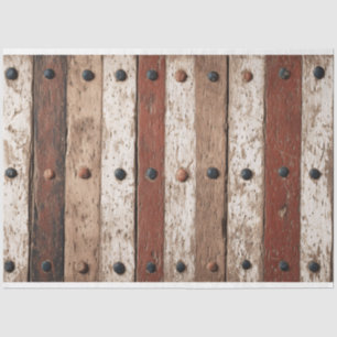 Papier Mousseline Grain de bois avec clous Brown Découpage