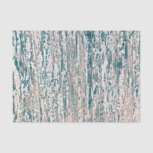 Papier Mousseline Grain de bois Turquoise Tan Blanc Rustique Pays Te (Recto)