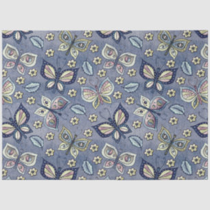 Papier Mousseline Grand Bleu Motif papillon sans voile découpage