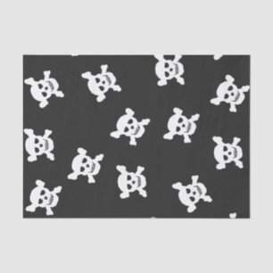 Papier Mousseline Grand crâne blanc et os croisés sur le noir