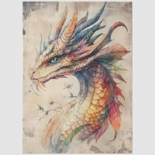 Papier Mousseline Grand Dragon d'Imaginaire Mythologique coloré