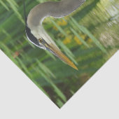 Papier Mousseline Grand Héron Bleu dans l'étang - Livre de Tissu Ver (Détail)
