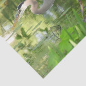 Papier Mousseline Grand Héron Bleu Dans l'étang - Vert (Détail)