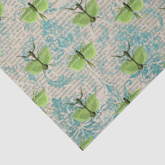 Papier Mousseline Grand insecte vert (Détail)