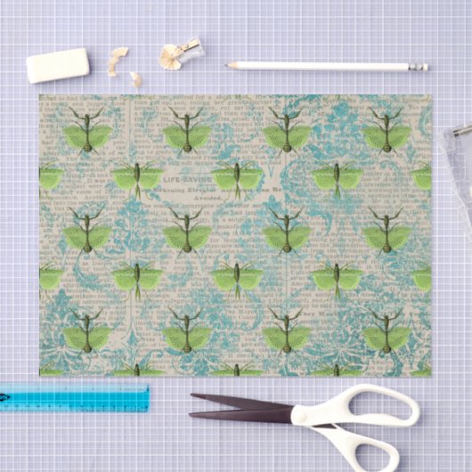 Papier Mousseline Grand insecte vert (Artisanat)