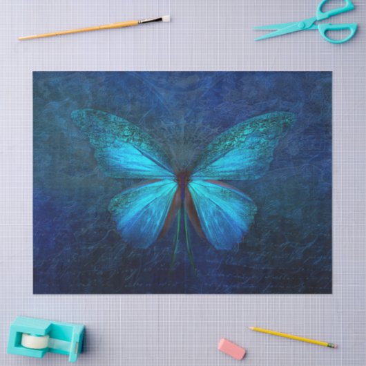 Papier Mousseline Grand Papillon bleu (Artisanat)