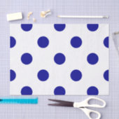 Papier Mousseline Grand pois - bleu-foncé sur le blanc (Artisanat)