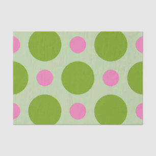 PAPIER MOUSSELINE GRAND POIS VERT & ROSE