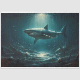 Papier Mousseline Grand requin blanc en bas de la page de découpage 