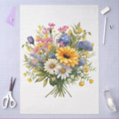 Papier Mousseline Grand tournesol & Bouquet de fleurs mixtes (Artisanat)