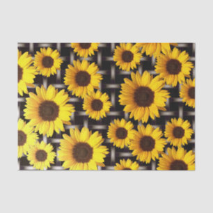 Papier Mousseline Grand tournesol jaune et grille industrielle