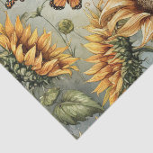 Papier Mousseline Grand tournesol ouvert avec papillons Monarch (Détail)