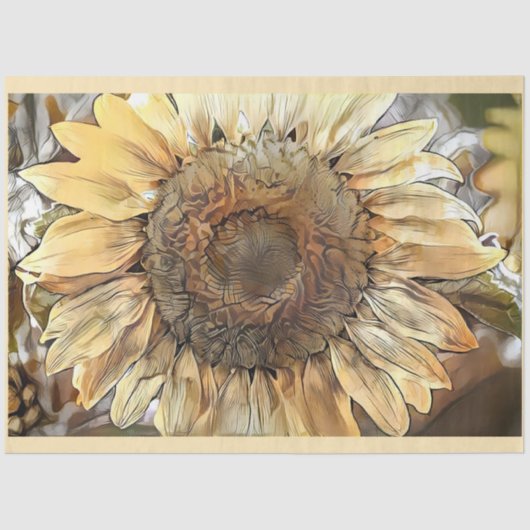 Papier Mousseline Grande Aquarelle Collection de tournesols de luxe (Recto)