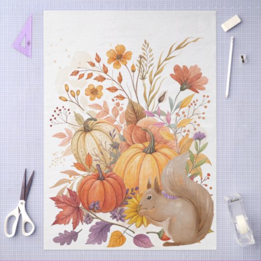 Papier Mousseline Grande Aquarelle Whimsical Fleur sauvage de chute (Artisanat)