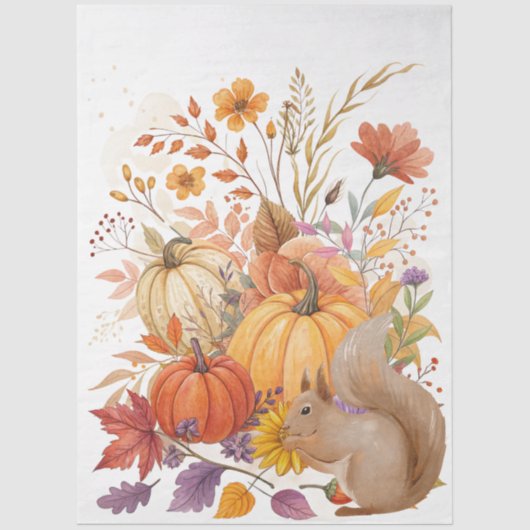 Papier Mousseline Grande Aquarelle Whimsical Fleur sauvage de chute (Recto)