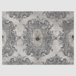 Papier Mousseline Grande araignée encadrée sur Découpage gris clair